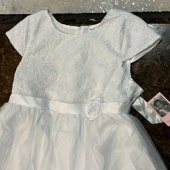 Emerald gumdrops white lace and tulle juniors dress for wedding. A235 - Picture 2 of 3